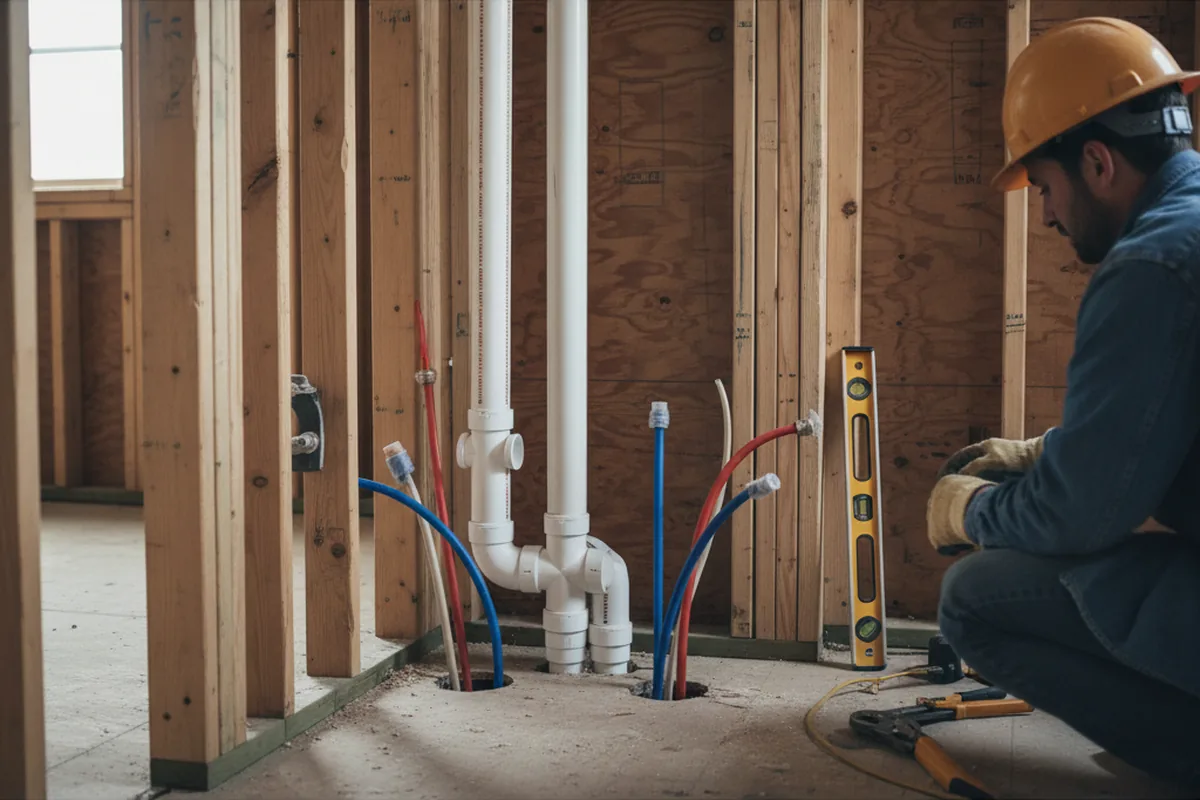 Drain and supply rough-in during Garbage Disposal Repair in Foosland
