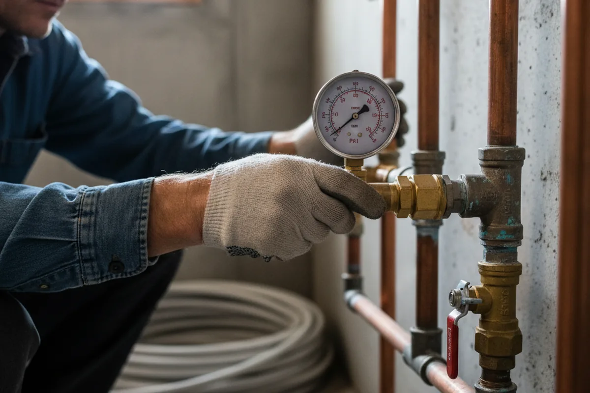 Pressure testing a repaired line during Water Line Repair in Foosland